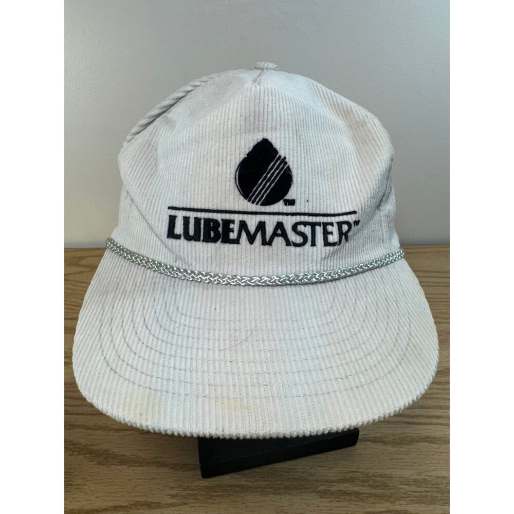 Vintage Lube Master Corduroy Hat Cap Snapback Embroidered Trucker Rope
